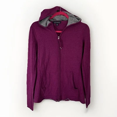 Moletom com capuz Banana Republic tamanho M feminino luxo mistura de cashmere zíper lã roxo - Imagem 1 de 4