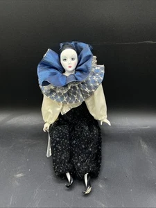 Royal Heirloom Harlequin Pierrot Jester Clown Mardi Gras Porcelain 13 in - Picture 1 of 6