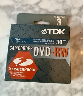 3 x TDK Camcorder DVD-r 30 min. 1,4 GB 2x speed Scratch Proof NEW - Image 1 of 4