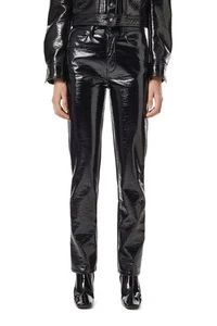 DIESEL P-Arcy Women Trousers W27 Black Coated Slim Fit Shiny Effect Zip RRP€225 - Picture 1 of 13