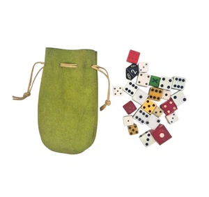 Lote de 23 Piezas de Juego de Dados de Colección Lucite Baquelita Tamaños Aleatorios Colores Bolsa de Cuero - Imagen 1 de 11