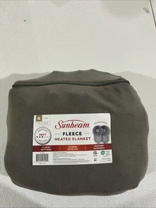 Sunbeam 100" x 90" Size KING Fleece Heated Blanket #13017 Gray BRAND NEW - Picture 1 of 1