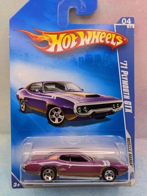 2009 i Hot Wheels '71 PLYMOUTH GTX #80/166 ∞purple variant; 5sp∞Muscle Mania ∞z1 - Image 1 of 3