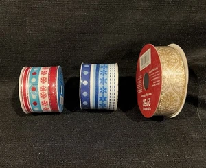 Nastro natalizio lotto 2 mini rotoli nuovi, 1 med e 1 grande usati leggermente usati - Foto 1 di 13