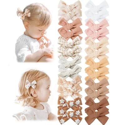 24PCS Baby Hair Clips Fully Lined Tiny Cotton Hair Barrettes Infants Toddlers - Image 1 of 4
