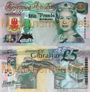 GIBRALTAR, £5, 2000, P29, Millennium memmorative, Queen Elizabeth II, UNC - Bild 1 von 3