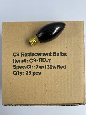Pack 25 - C9 - 7W - Bombilla Lámpara Incandescente Roja Foto 1 de 2