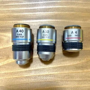 OLYMPUS Microscopio Lente Objetivo Lente A40 A10 A4 Juego de 3 Piezas de Japón - Imagen 1 de 8