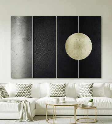 XXL Leinwand Bild Modern Abstrakt Schwarz Weiß Beige Industrie Design Kunstdruck - Bild 1 von 4