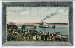 Postal Paddle Steamers Mississippi River Burlington Iowa 1910c - Imagen 1 de 1