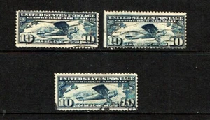 1927 U.S. AIRMAIL 10c LINDBERGH Spirit of St Louis LOT OF 3 Sc#C10 Postally Used - Picture 1 of 1