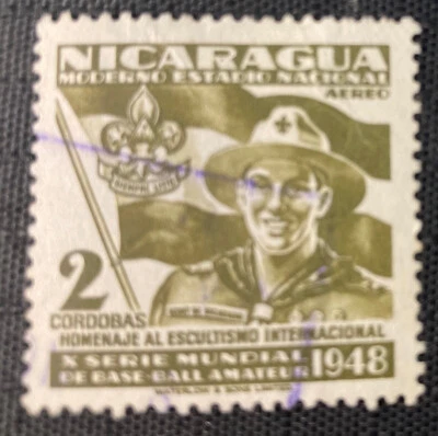 NICARAGUA 1947 Campeonato de Béisbol Correo Aéreo Deportes Scouts SG1144 USADO Foto 1 de 2