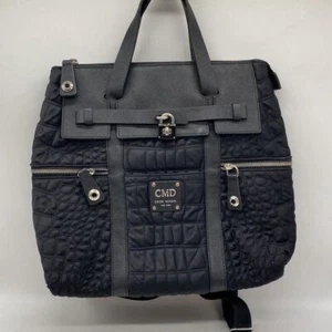 Henri Bendel Black Quilted Nylon/Leather Large Jetsetter Convertible Backpack  - Picture 1 of 8