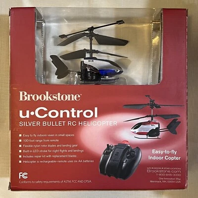 Brookstone u-Control Silver Bullet RC Helicopter In Box - Blue - Image 1 of 3