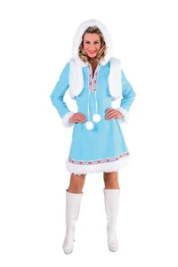 Eskimo-Kleid Ice blue blau mit Kapuze Karneval Fasching Kostüm Damen  - Bild 1 von 1
