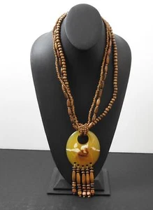 Vintage Wood And Plastic Or Bakelite Necklace Statement Type 16" Drop W29 - Picture 1 of 11
