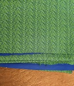 Vintage knit fabric, green & royal blue weave, 61x172 inches - Picture 1 of 3