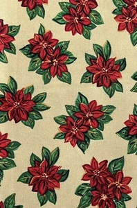 Windham Fabrics - Paper Doll Christmas- Half Yard - Vintage Gold Poinstetta - Picture 1 of 4