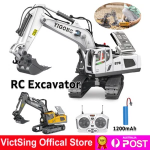 1:20 2.4G RC Alloy Excavator Remote Control Electric Car Toys 11 Channel Digger - Picture 1 of 23