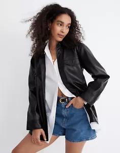 Chaqueta Camisa MADEWELL Imitación Cuero Gran Tamaño, Negra, Talla M $118.00 - Imagen 1 de 6