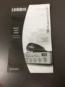Uniden CB Radio Bearcat PC78 ELITE Przewodnik konfiguracji / Instrukcja - Zdjęcie 1 z 2