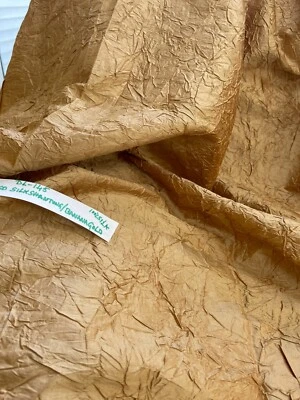 Designer Quality 100% Silk Shantung Novelty fabrics Crushed Silk: Banana Gold - Image 1 of 4