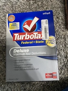 TurboTax 2008 Deluxe With State & Federal! CD Windows & Mac Free Shipping! - Picture 1 of 2