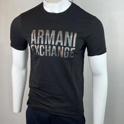 Armani Exchange Men's Crewneck Short Sleeve Stretch  Slim Fit  T-shirt BlackLogo - Image 1 of 4