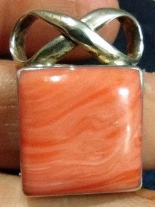 Vtg Mexico 925 Sterling Silver Spiny Oyster? Gemstone Pendant 1.25" x 1' UNIQUE! - Picture 1 of 6