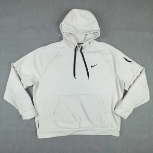 Nike Hoodie Mens 2XL White Therma-FIT Pullover Swoosh Zip Sleeve DQ4834-100 - Picture 1 of 13