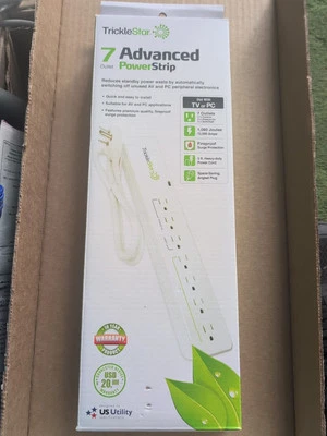 Trickle Star 7 Outlet Advanced Power Strip 540 Joules 3ft Cord White with Box - Image 1 of 2