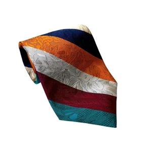 Ferrell Reed Men’s Vintage Multicolor Striped Men's Silk Tie, Made by Hand - Picture 1 of 5