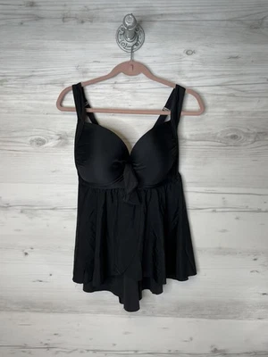 Tankini de natación Torrid para mujer 2 2X DD/F negro peplum con aros push up fluido Foto 1 de 4