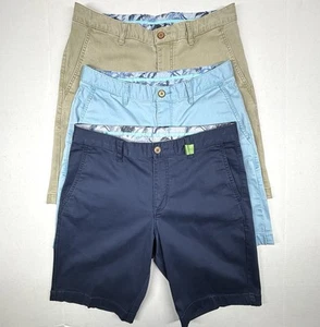 3 Tommy Bahama Chino Shorts Mens 30 Washed Sky Navy Khaki Cotton Stretch LOT EUC - Picture 1 of 13