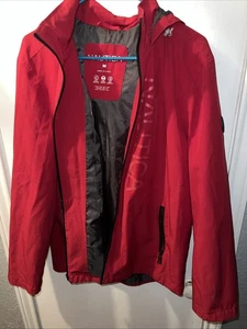 Nautica Red Hooded Windbreaker Jacket Medium Polyester 28’’ Long - Picture 1 of 11
