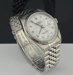 Rolex 36mm Datejust Herren 2002 Edelstahl Jubilee weißes römisches Zifferblatt Ref 16234 - Bild 1 von 10