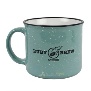Ruby Brew Campfire Ceramic Microwave-Safe Mug With Handle 13 Oz. Speckled Teal - Picture 1 of 6