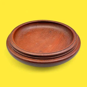 Bandeja de ofrendas de iglesia de madera oscura vintage - caoba con base de terciopelo rojo - Imagen 1 de 7