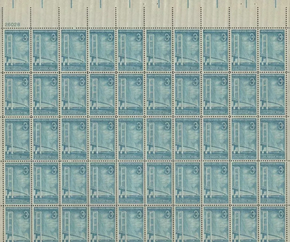 Scott #1109 - Mackinac Bridge - Sheet Of 50 - MNH - 1958 - Image 1 of 1