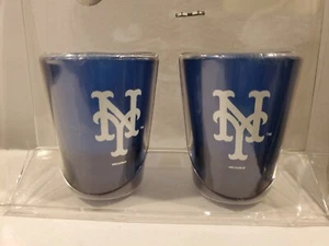 NY Mets MLB Set mit zwei Glas Schnapsgläsern BLAU Neu im Paket - Bild 1 von 2