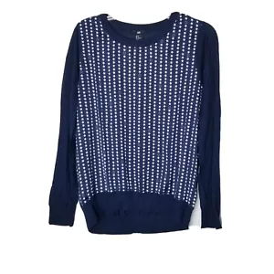 H&M Pullover Damen Gr. M blau weiß Sternenmuster Pulli leicht - Bild 1 von 11