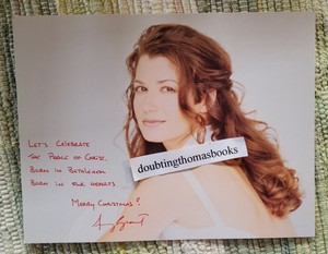 Amy Grant singer 51/2 x7 Vintage Photo Tv Fan Card, fac.signed Tamkin 