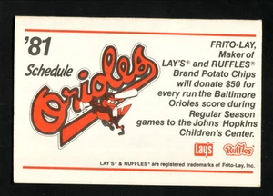 Baltimore Orioles--1981 Schedule--Frito Lay - Picture 1 of 1