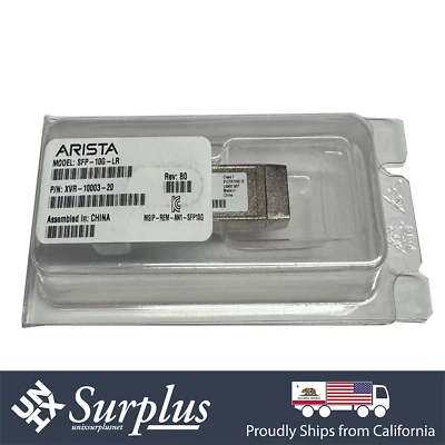 NEW Genuine Arista 10GBASE-LR SFP+ Transceiver Module 10GbE 1310nm SMF 10km - Image 1 of 4
