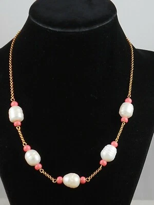 Kate Spade Gold Plated CANDY DROPS Freshwater Pearl Coral Bead Collar Necklace - Image 1 of 2