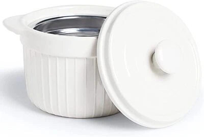 Ceramic Bacon Grease Container Keeper Gift Strainer Frying Oil Storage Can White - Image 1 of 4