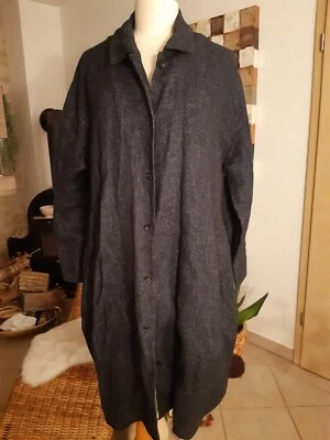 Mantel langarm Damen, Übergang, lässig overs, 55%Leinen, dkl. blau meliert, OSKA - Bild 1 von 4