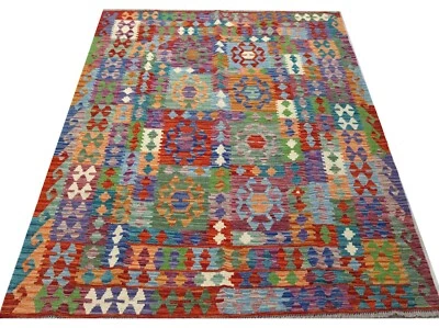 Genuine Afghan Handmade Tribal Multi Colour Wool Kilim  Area Rug157x201cm - Image 1 of 3