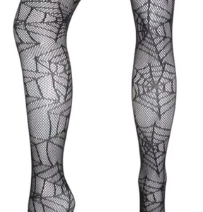 Betsey Johnson Black Tights Spider Web Fishnet Gothic Women's S/M - Picture 1 of 3