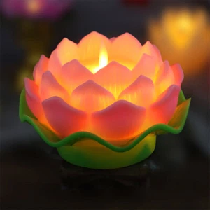 Lotus Flower Multicolor LED Light Battery Operated Buddha Table Lamps Romantic # - Picture 1 of 8